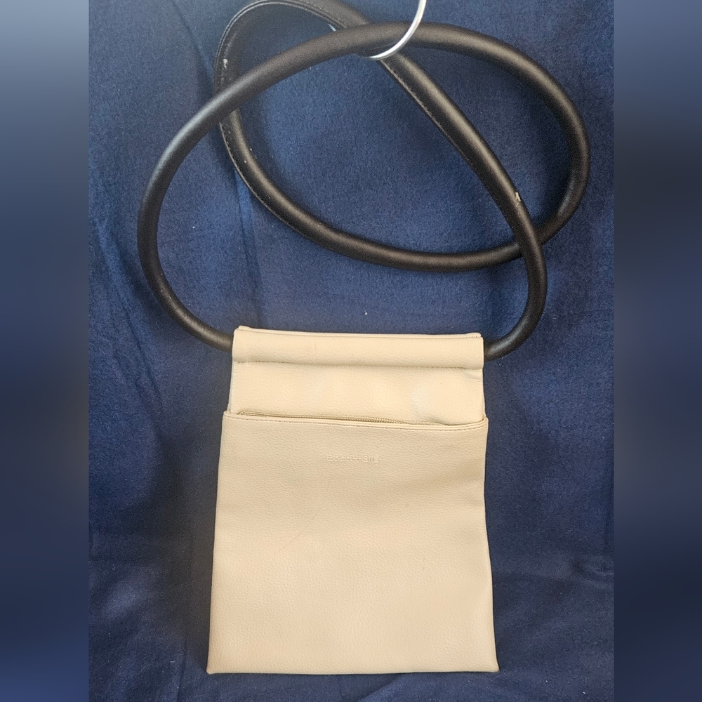 🇮🇹 Bocci + Bii Cream Leather Fold Over bag Thin Crossbody Purse Made in Italy